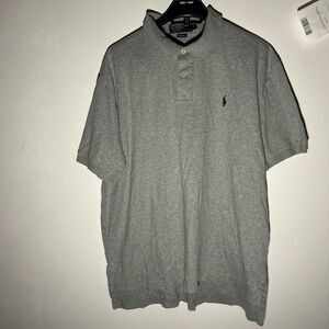 Polo Ralph Lauren Men's Cream Cotton Polo Shirt Sz L Cream & Gray 100%